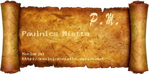 Paulnics Mietta névjegykártya